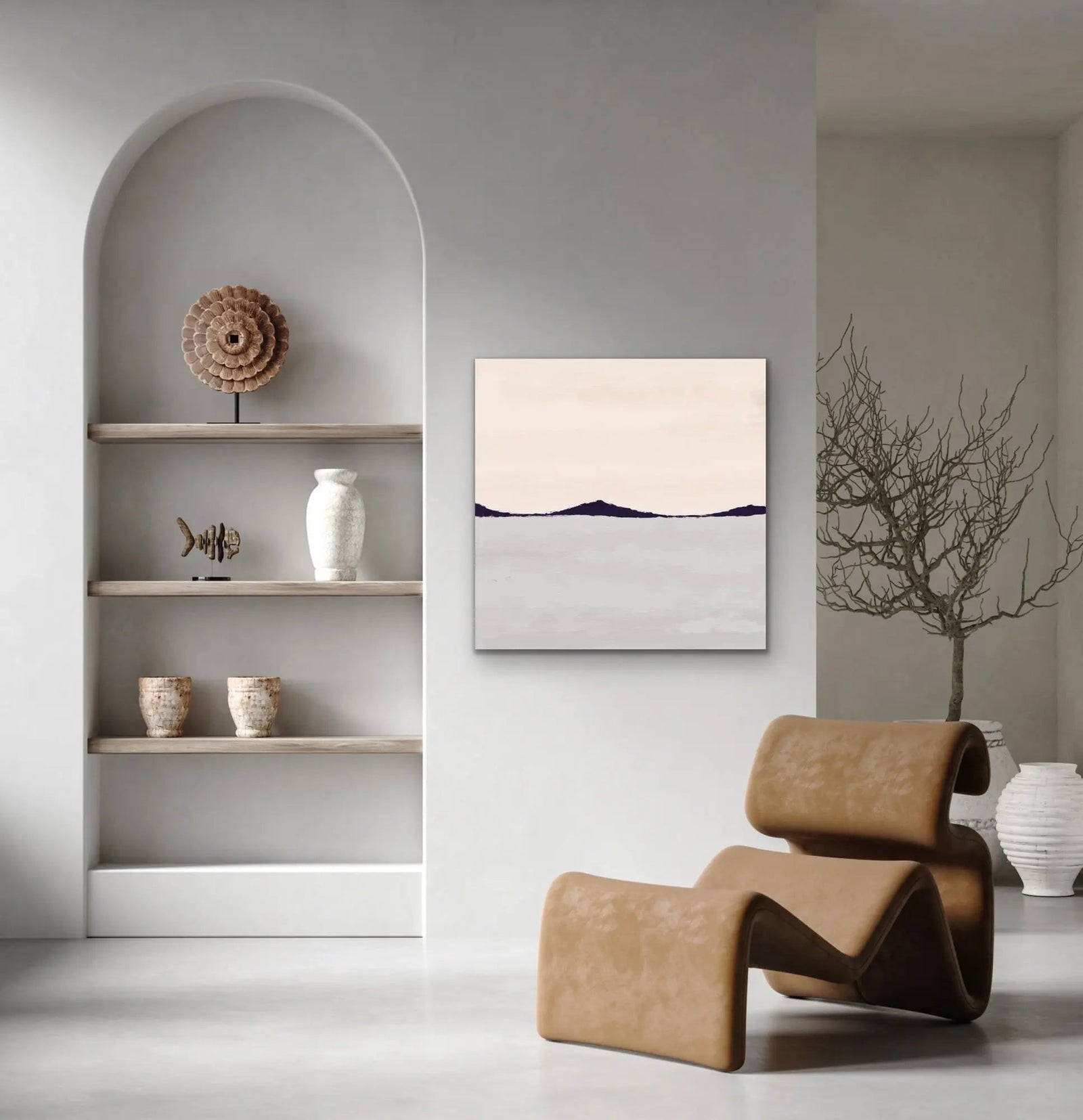 Pink and Grey Mountain Landscape II  - Artwork By Paint It Black Studio - Stretched Canvas Canvas Print or Framed Art Print I Heart Wall Art Australia 