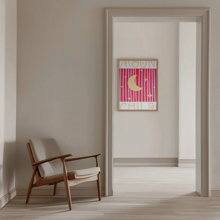 Pink and Red Moon Child - Stretched Canvas, Poster or Fine Art Print I Heart Wall Art