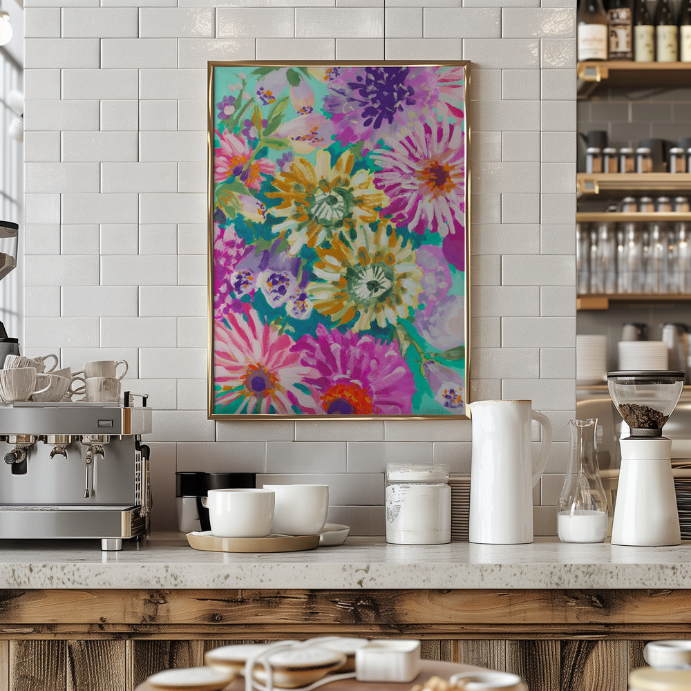 Pink Asters - Stretched Canvas, Poster or Fine Art Print I Heart Wall Art