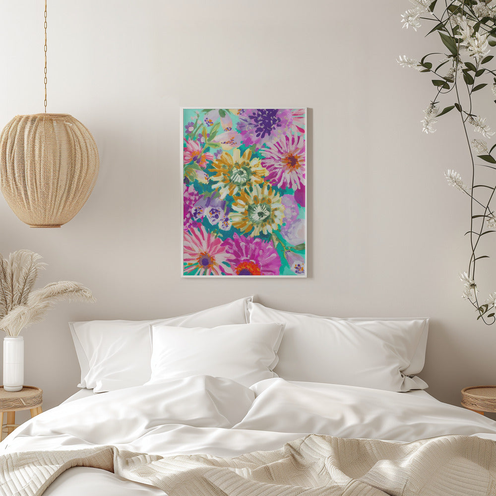 Pink Asters - Stretched Canvas, Poster or Fine Art Print I Heart Wall Art