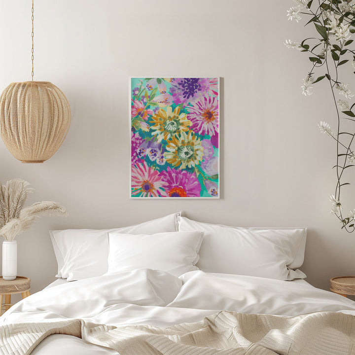 Pink Asters - Stretched Canvas, Poster or Fine Art Print I Heart Wall Art