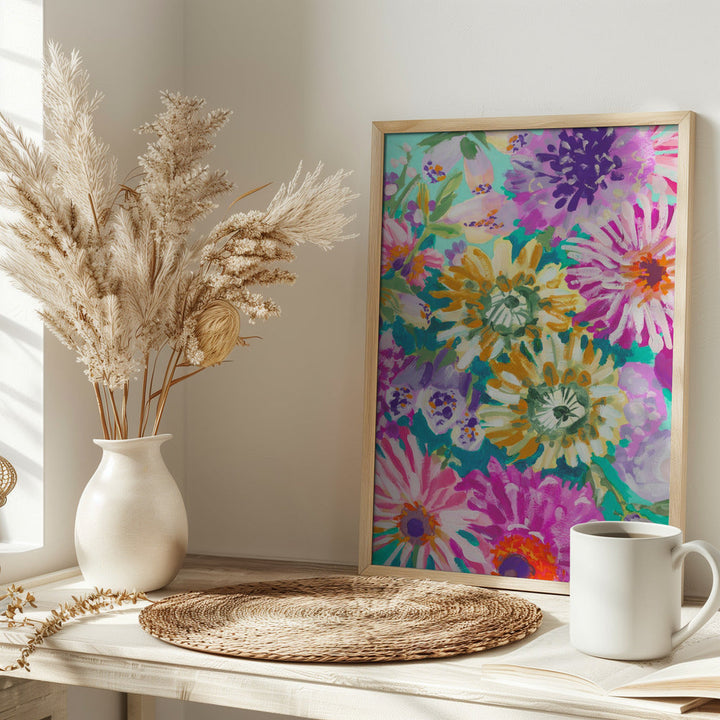 Pink Asters - Stretched Canvas, Poster or Fine Art Print I Heart Wall Art
