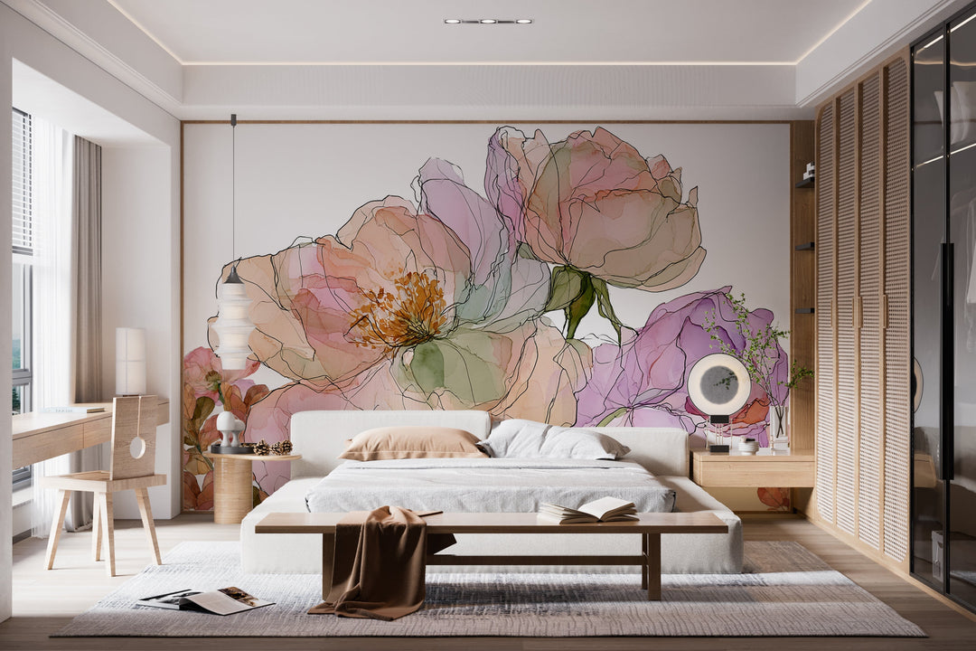 Pink Blossom - Floral Peel and Stick Premium Wallpaper Mural