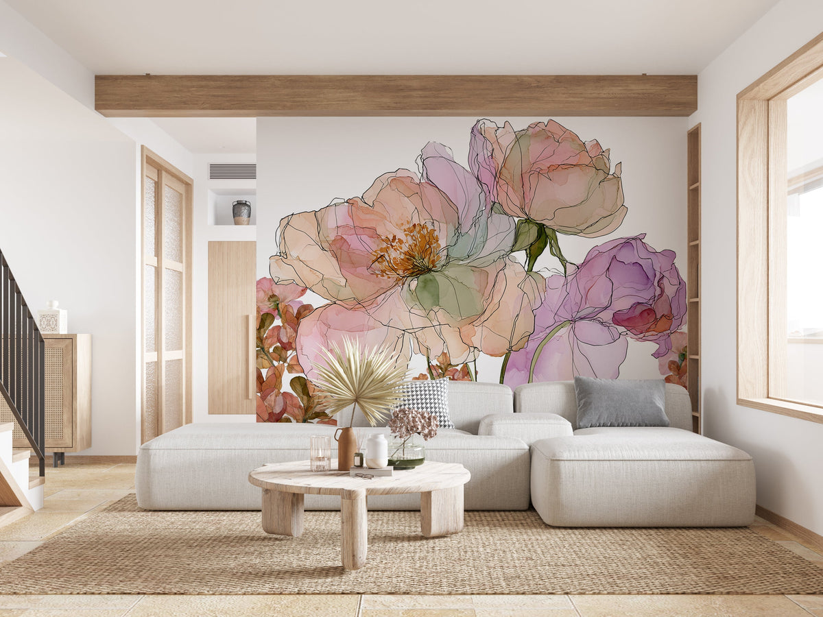 Pink Blossom - Floral Peel and Stick Premium Wallpaper Mural