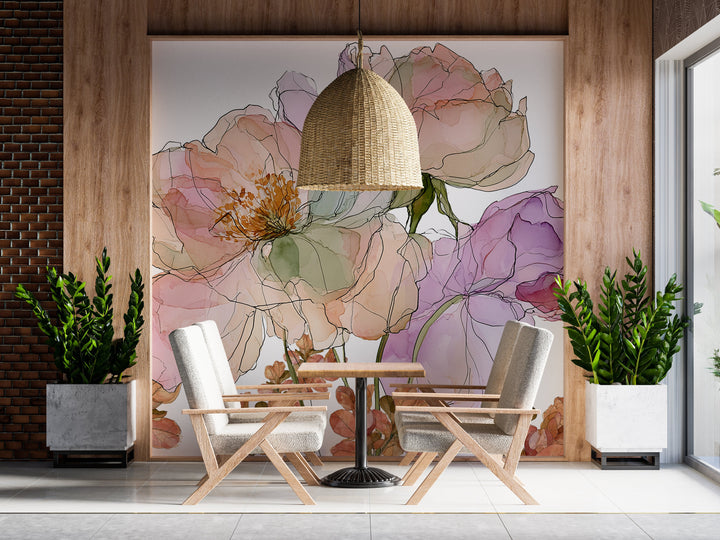 Pink Blossom - Floral Peel and Stick Premium Wallpaper Mural