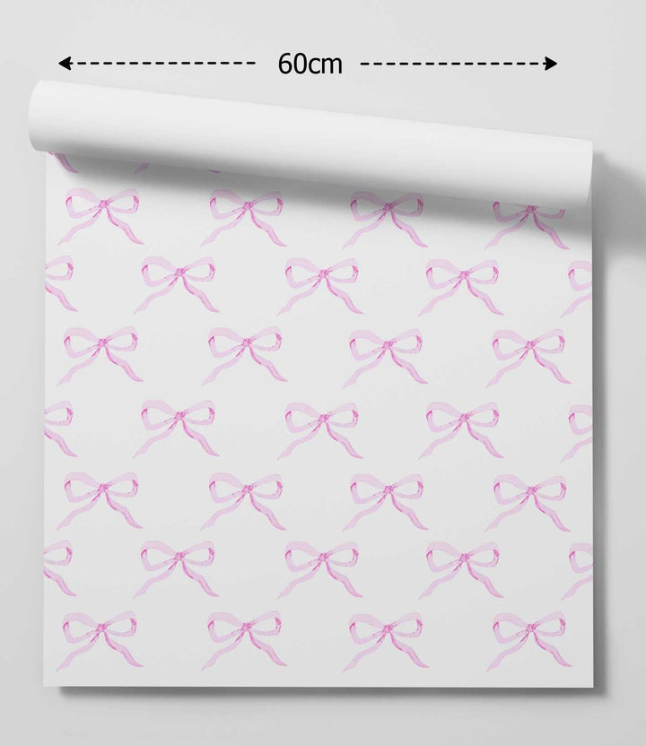 Pink Bow Wallpaper - Quality Ribbon Peel and Stick Adhesive