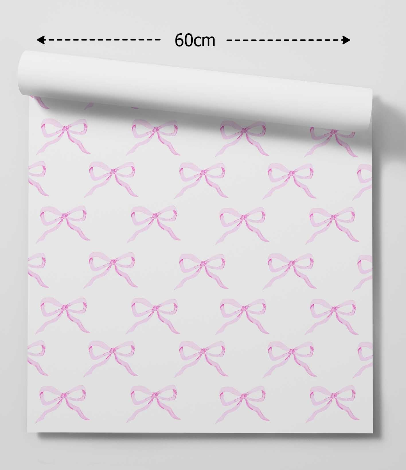 Pink Bow Wallpaper - Quality Ribbon Peel and Stick Adhesive