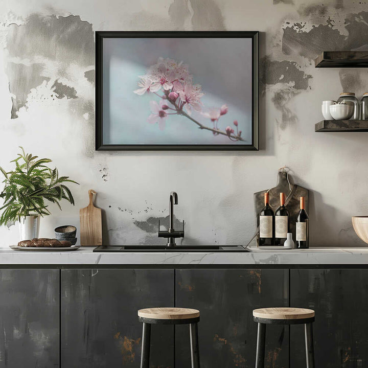 Pink Cherry Blossoms - Floral Photographic Stretched Canvas Poster or Fine Art Print