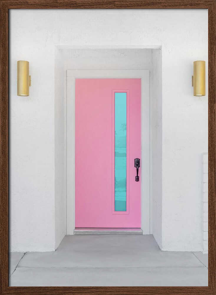 Pink Door with a Blue Window - Stretched Canvas, Poster or Fine Art Print - I Heart Wall Art - Poster Print, Canvas Print or Framed Art Print