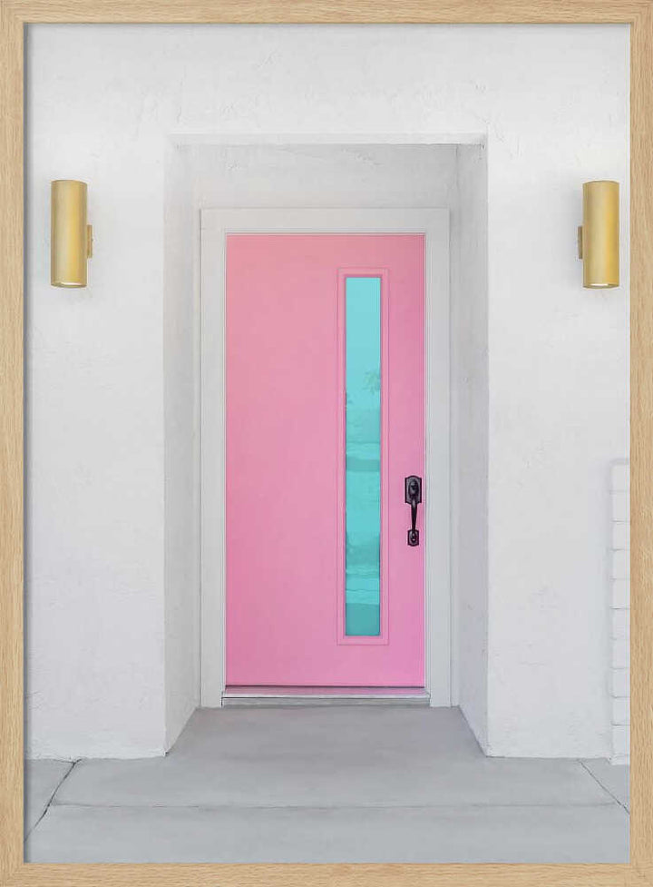 Pink Door with a Blue Window - Stretched Canvas, Poster or Fine Art Print - I Heart Wall Art - Poster Print, Canvas Print or Framed Art Print