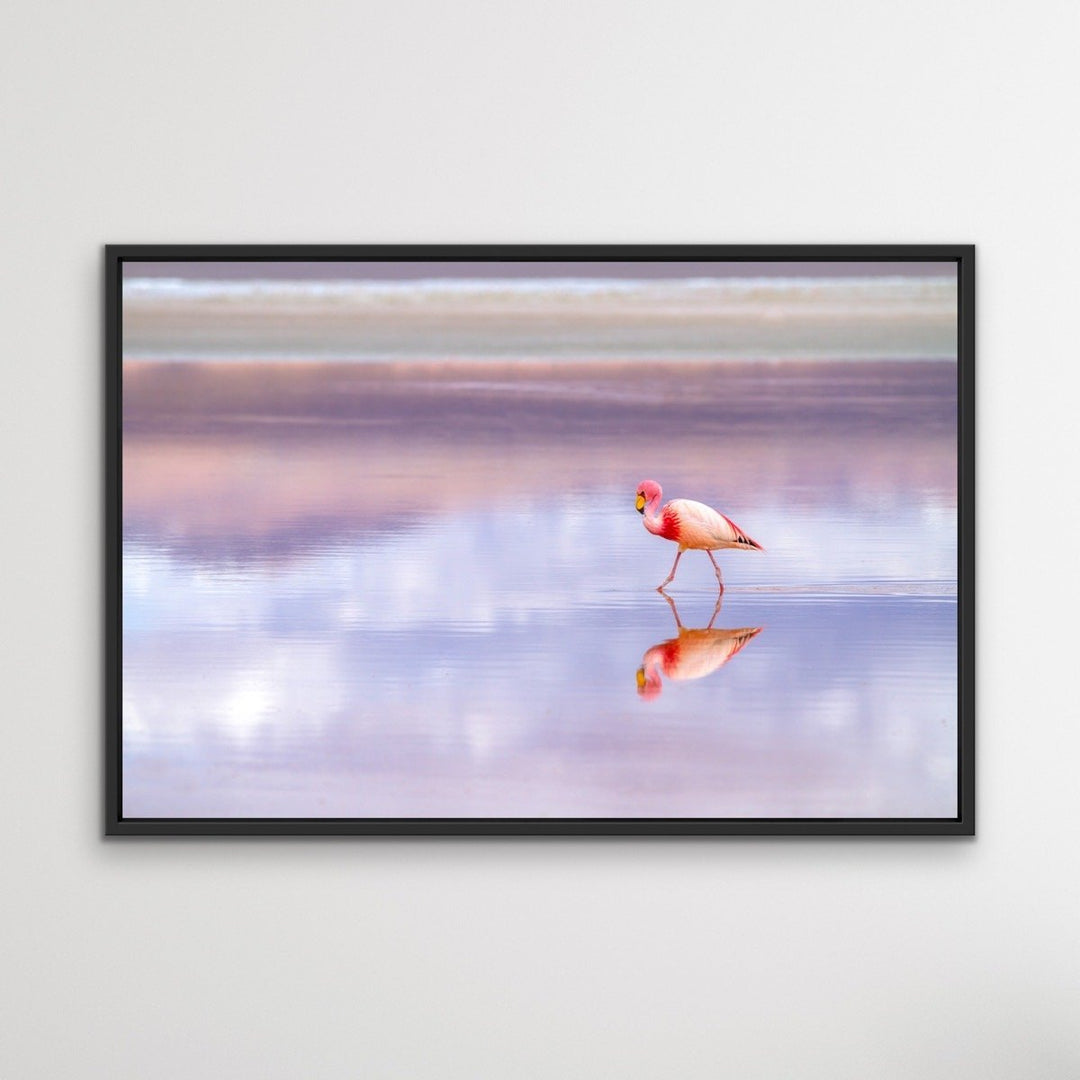 Pink Flamingo Beach -  Coastal Landscape Pink Flamingo Sunset Canvas or Art Print I Heart Wall Art Australia 