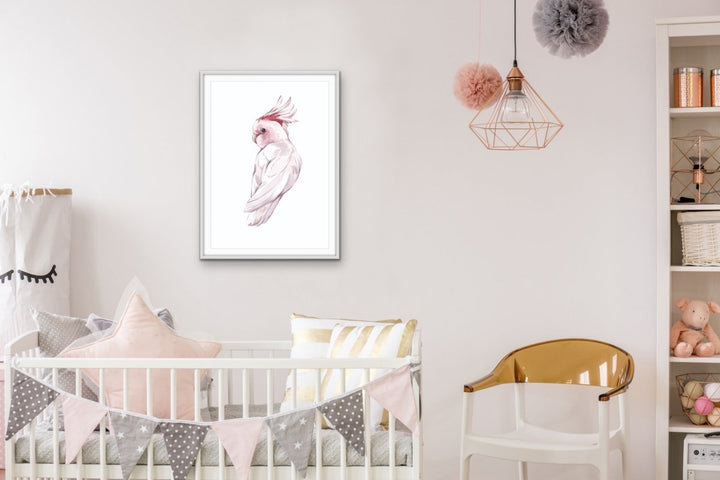 Pink Galah Nursery Sketch - Australian Native Animal Stretched Canvas or Wall Art Print - I Heart Wall Art - Poster Print, Canvas Print or Framed Art Print