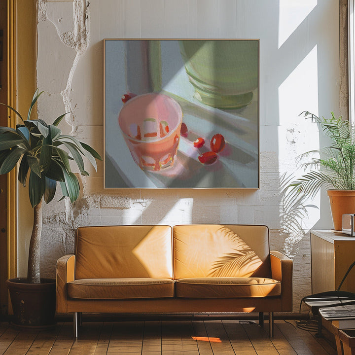 Pink Glass - Square Stretched Canvas, Poster or Fine Art Print I Heart Wall Art