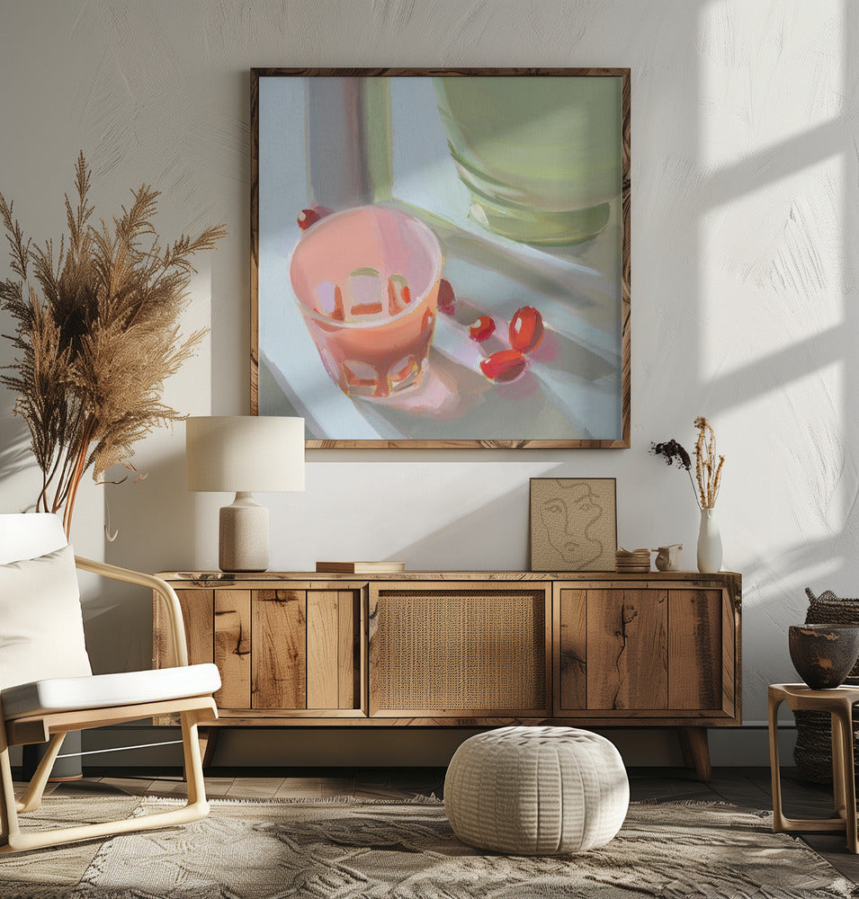 Pink Glass - Square Stretched Canvas, Poster or Fine Art Print I Heart Wall Art