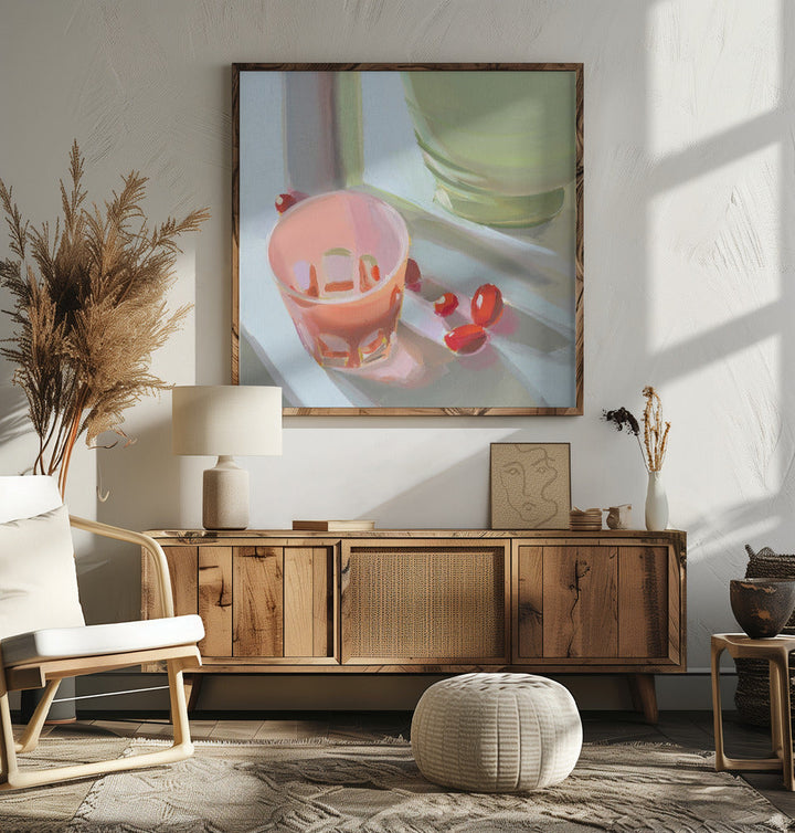 Pink Glass - Square Stretched Canvas, Poster or Fine Art Print I Heart Wall Art