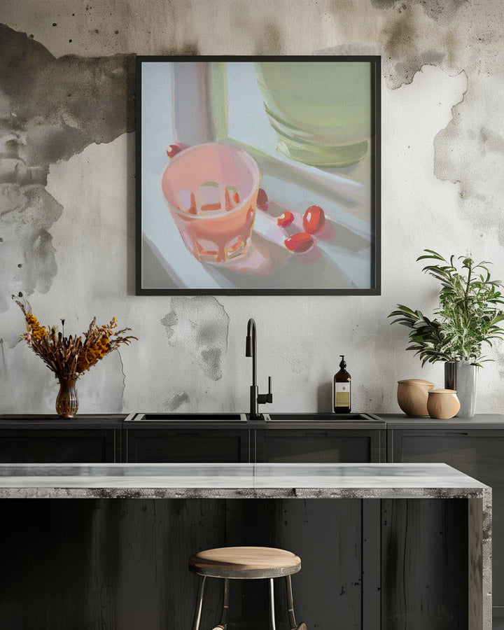 Pink Glass - Square Stretched Canvas, Poster or Fine Art Print I Heart Wall Art