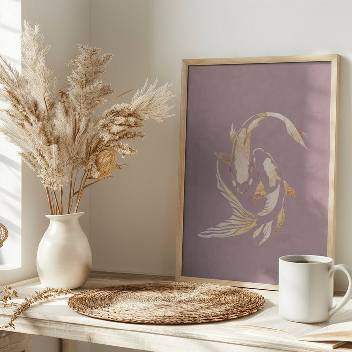 Pink gold koi fish 2 - Stretched Canvas, Poster or Fine Art Print - I Heart Wall Art - Poster Print, Canvas Print or Framed Art Print