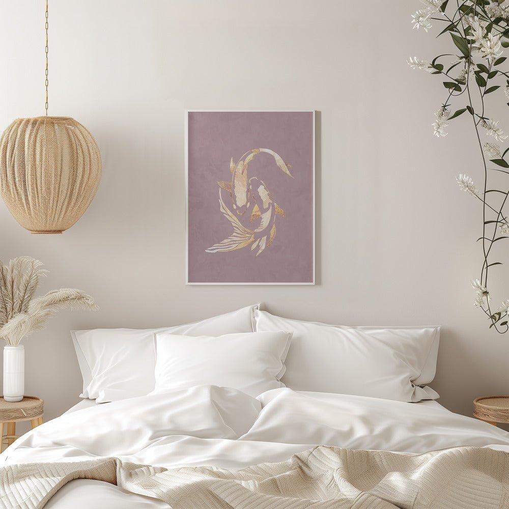 Pink gold koi fish 2 - Stretched Canvas, Poster or Fine Art Print - I Heart Wall Art - Poster Print, Canvas Print or Framed Art Print