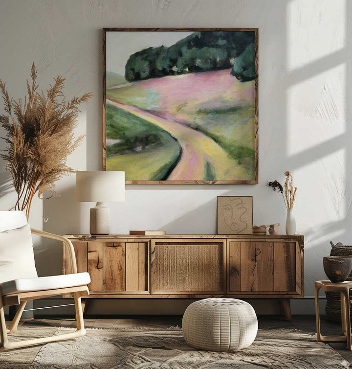 Pink Hills of Ca - Square Stretched Canvas, Poster or Fine Art Print - I Heart Wall Art - Poster Print, Canvas Print or Framed Art Print