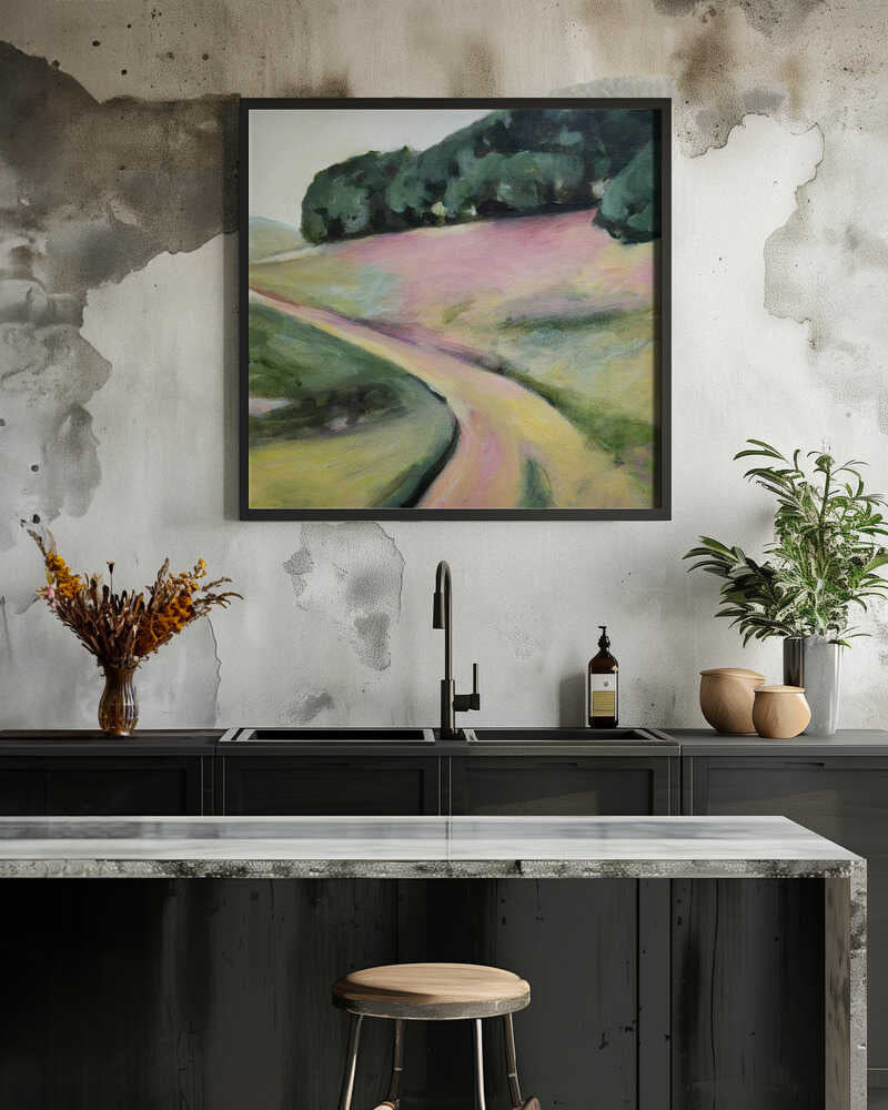 Pink Hills of Ca - Square Stretched Canvas, Poster or Fine Art Print - I Heart Wall Art - Poster Print, Canvas Print or Framed Art Print