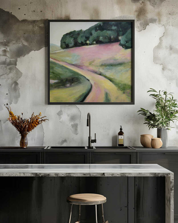 Pink Hills of Ca - Square Stretched Canvas, Poster or Fine Art Print - I Heart Wall Art - Poster Print, Canvas Print or Framed Art Print