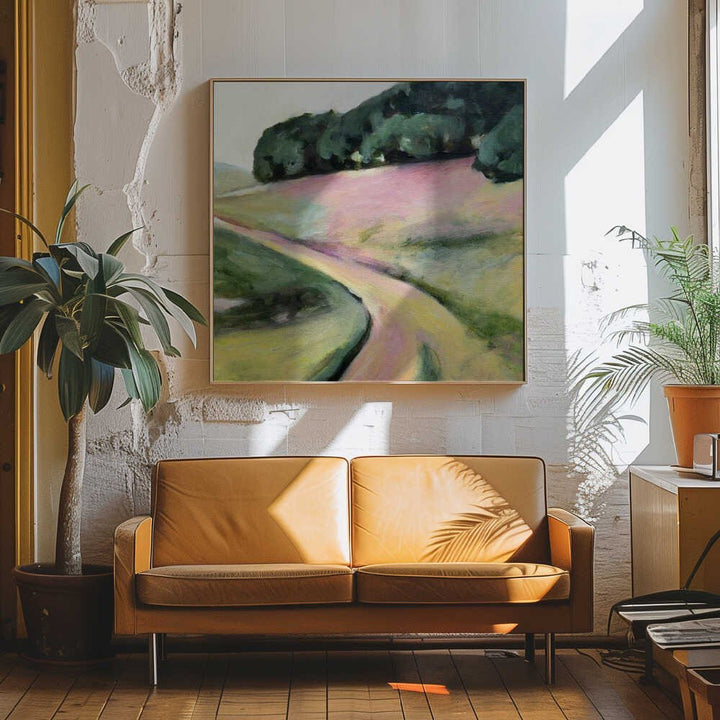 Pink Hills of Ca - Square Stretched Canvas, Poster or Fine Art Print - I Heart Wall Art - Poster Print, Canvas Print or Framed Art Print