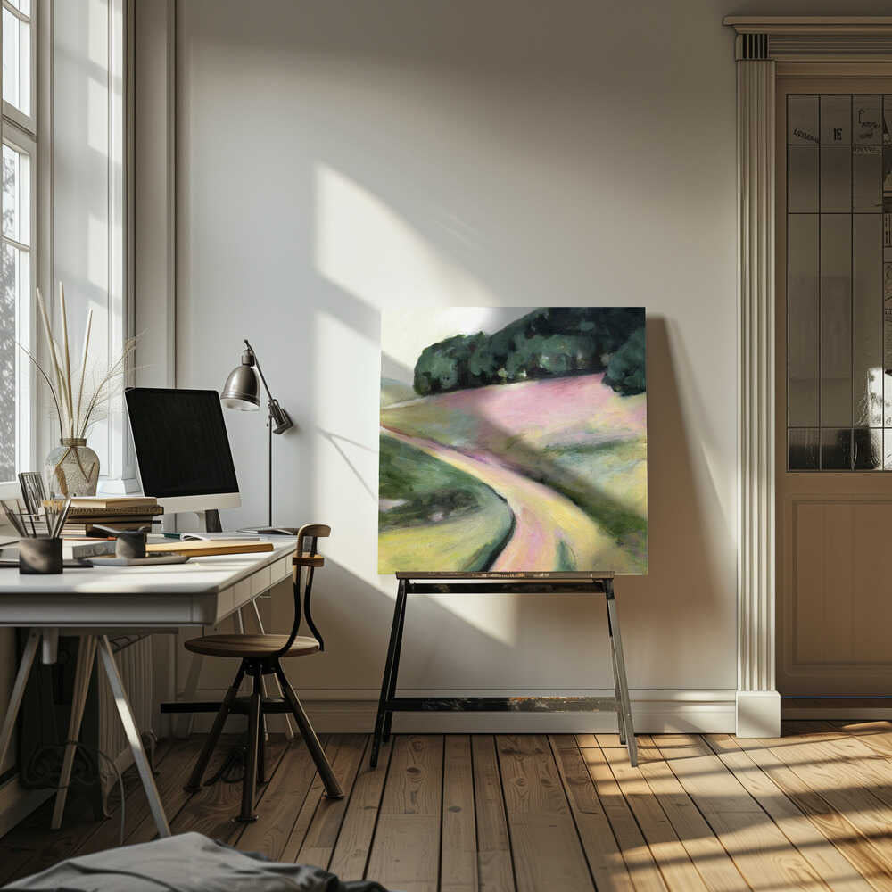 Pink Hills of Ca - Square Stretched Canvas, Poster or Fine Art Print - I Heart Wall Art - Poster Print, Canvas Print or Framed Art Print