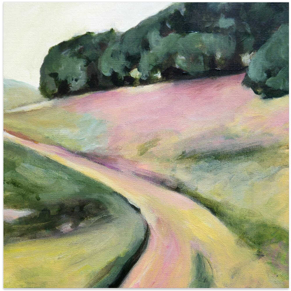 Pink Hills of Ca - Square Stretched Canvas, Poster or Fine Art Print - I Heart Wall Art - Poster Print, Canvas Print or Framed Art Print