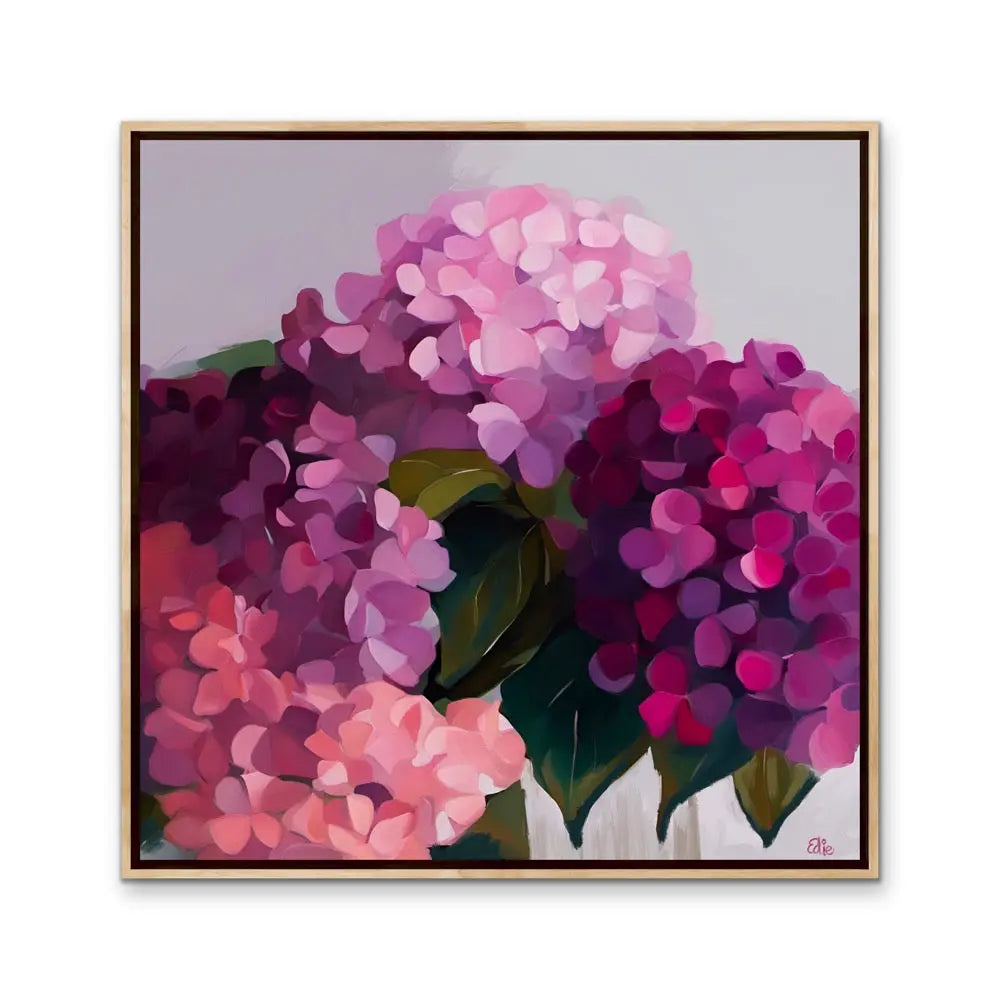 Pink Hydrangeas- Stretched Canvas Canvas Print or Framed Art Print I Heart Wall Art Australia 