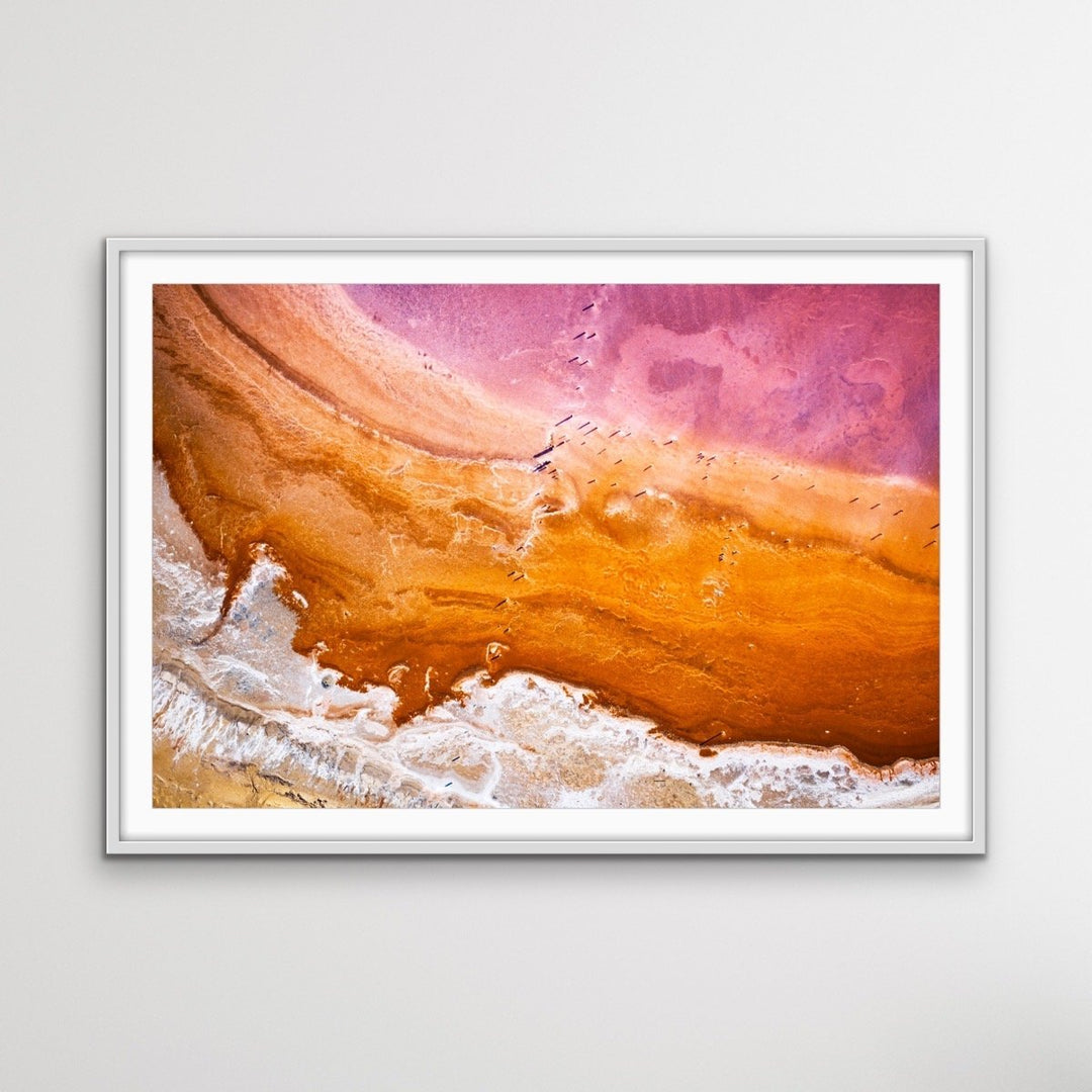 Pink Lake-  Photographic Print Of Pink and Orange Lake Nature Stretched Canvas Wall Art Print - I Heart Wall Art