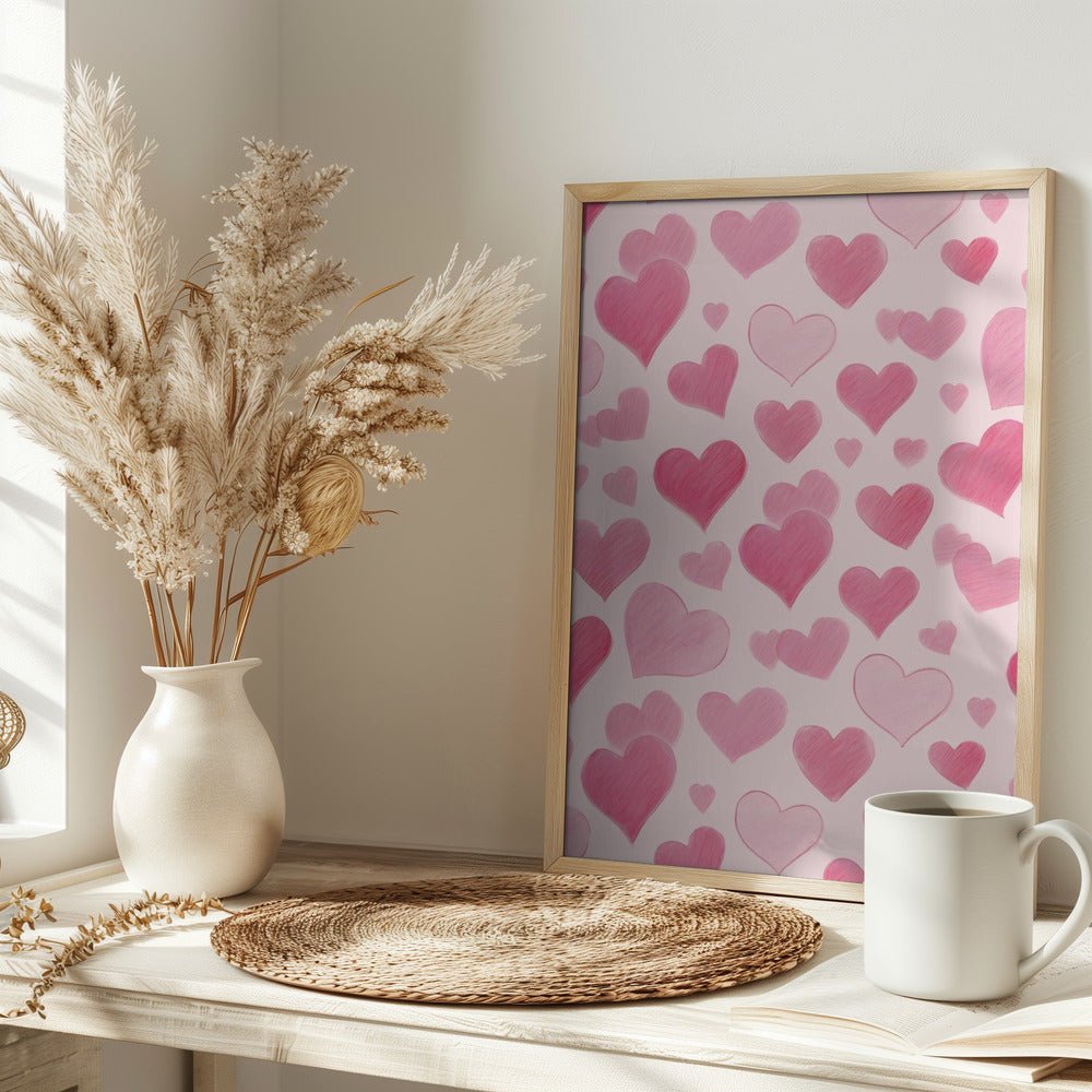 Pink Love - Stretched Canvas or Fine Art Print - I Heart Wall Art - Poster Print, Canvas Print or Framed Art Print