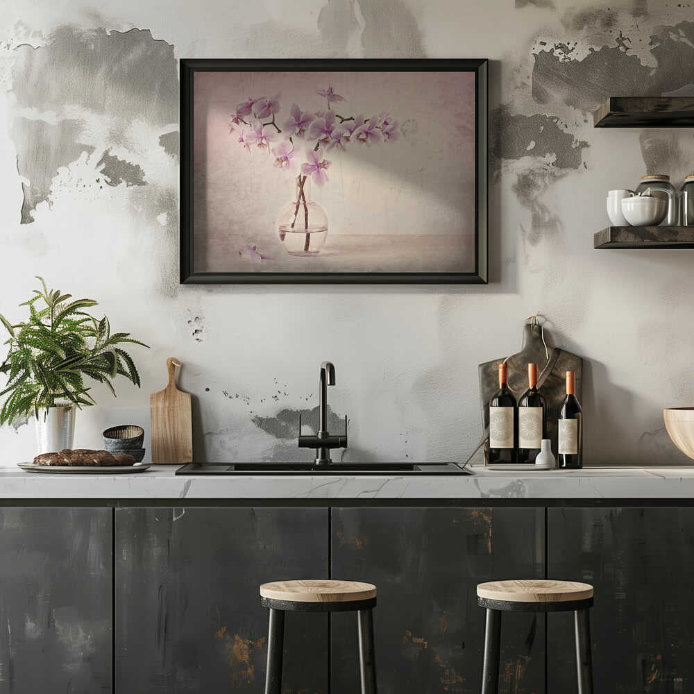 Pink Orchid Serenity - Floral Photographic Stretched Canvas Poster or Fine Art Print