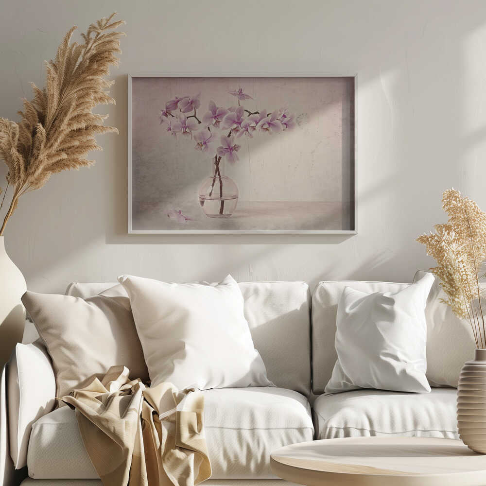 Pink Orchid Serenity - Floral Photographic Stretched Canvas Poster or Fine Art Print