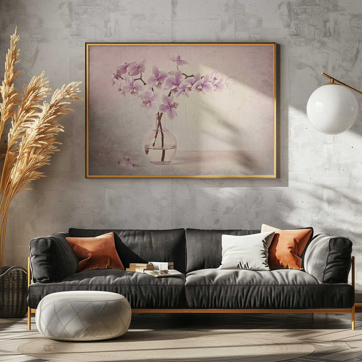 Pink Orchid Serenity - Floral Photographic Stretched Canvas Poster or Fine Art Print