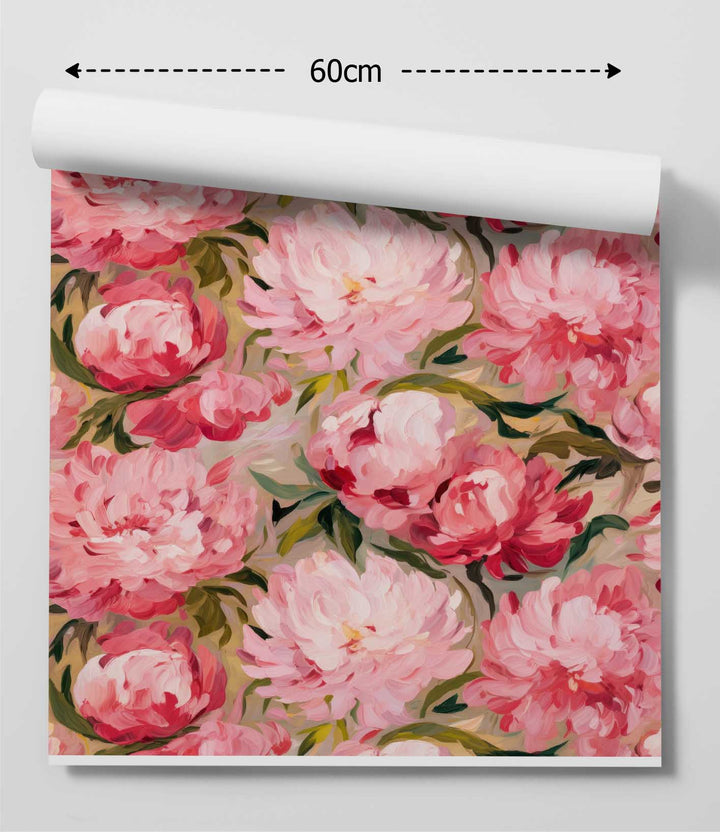 PInk Peony Painted Wallpaper
