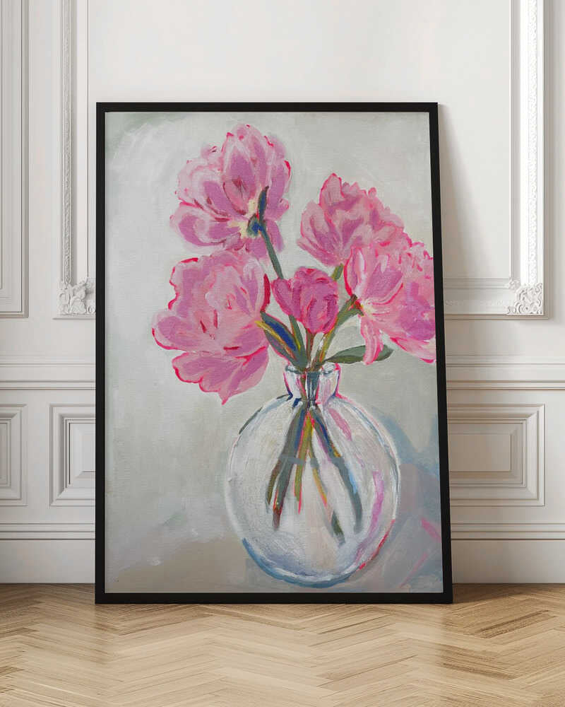 Pink Peony Painting - Stretched Canvas, Poster or Fine Art Print - I Heart Wall Art - Poster Print, Canvas Print or Framed Art Print