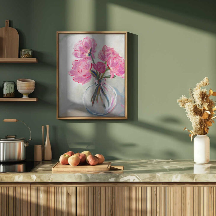 Pink Peony Painting - Stretched Canvas, Poster or Fine Art Print - I Heart Wall Art - Poster Print, Canvas Print or Framed Art Print