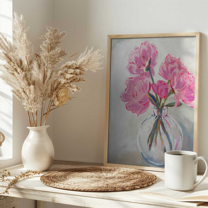 Pink Peony Painting - Stretched Canvas, Poster or Fine Art Print - I Heart Wall Art - Poster Print, Canvas Print or Framed Art Print
