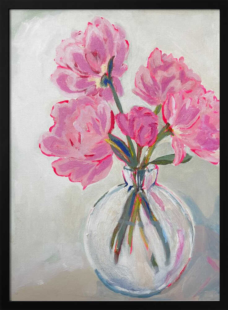 Pink Peony Painting - Stretched Canvas, Poster or Fine Art Print - I Heart Wall Art - Poster Print, Canvas Print or Framed Art Print