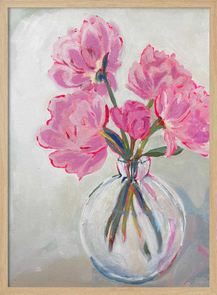 Pink Peony Painting - Stretched Canvas, Poster or Fine Art Print - I Heart Wall Art - Poster Print, Canvas Print or Framed Art Print