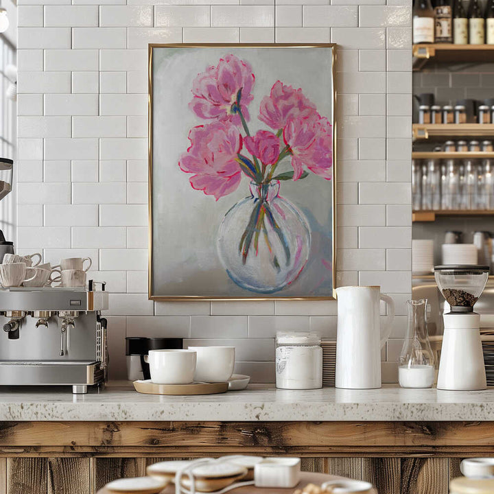 Pink Peony Painting - Stretched Canvas, Poster or Fine Art Print - I Heart Wall Art - Poster Print, Canvas Print or Framed Art Print