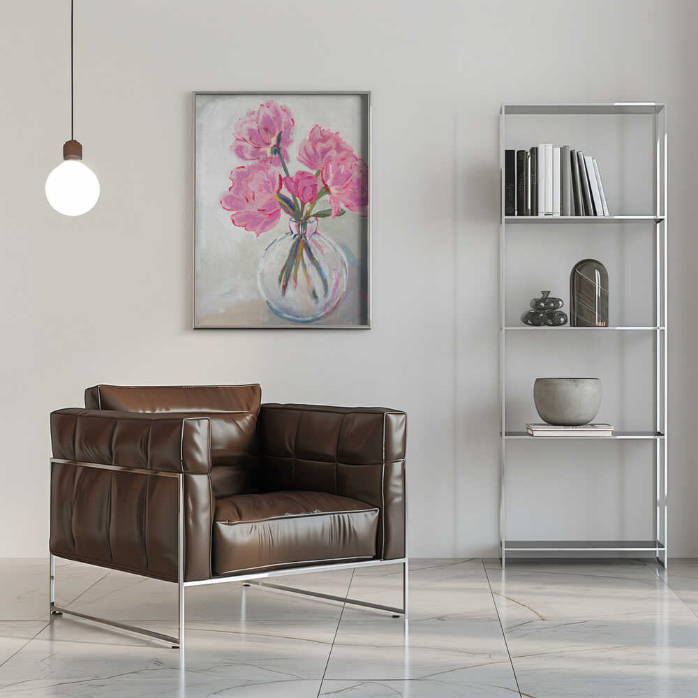 Pink Peony Painting - Stretched Canvas, Poster or Fine Art Print - I Heart Wall Art - Poster Print, Canvas Print or Framed Art Print