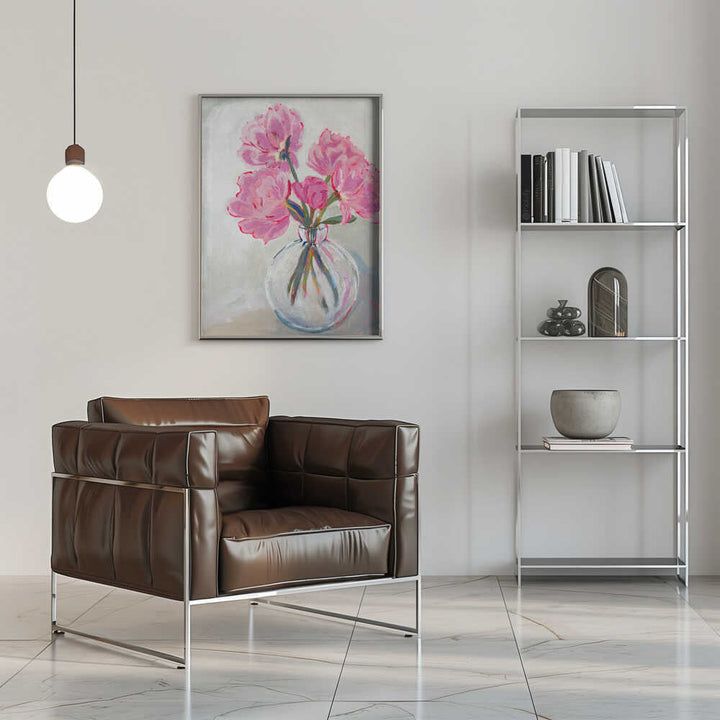 Pink Peony Painting - Stretched Canvas, Poster or Fine Art Print - I Heart Wall Art - Poster Print, Canvas Print or Framed Art Print