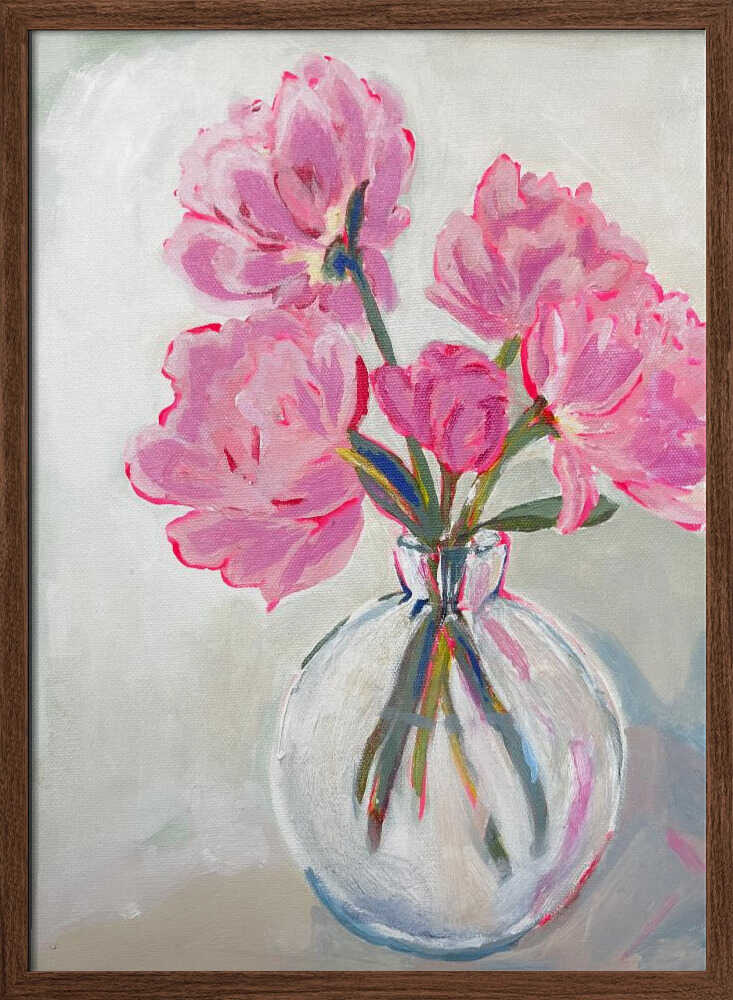 Pink Peony Painting - Stretched Canvas, Poster or Fine Art Print - I Heart Wall Art - Poster Print, Canvas Print or Framed Art Print