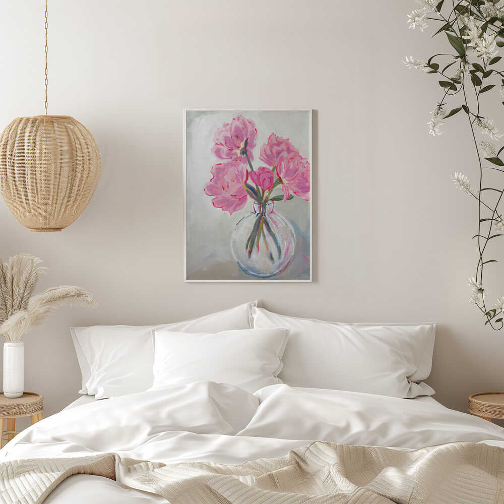 Pink Peony Painting - Stretched Canvas, Poster or Fine Art Print - I Heart Wall Art - Poster Print, Canvas Print or Framed Art Print