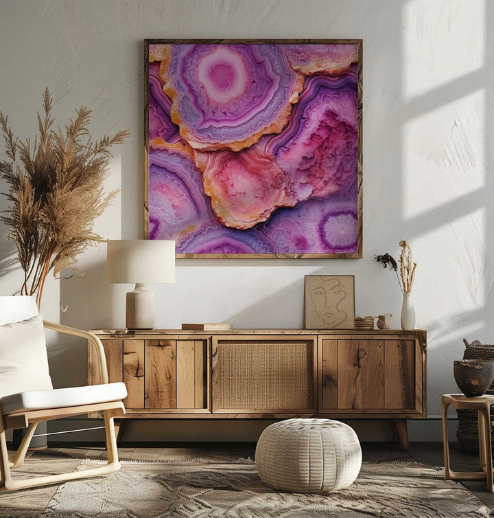 Pink Purple Agate - Square Stretched Canvas, Poster or Fine Art Print - I Heart Wall Art - Poster Print, Canvas Print or Framed Art Print