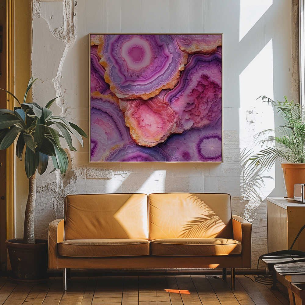 Pink Purple Agate - Square Stretched Canvas, Poster or Fine Art Print - I Heart Wall Art - Poster Print, Canvas Print or Framed Art Print