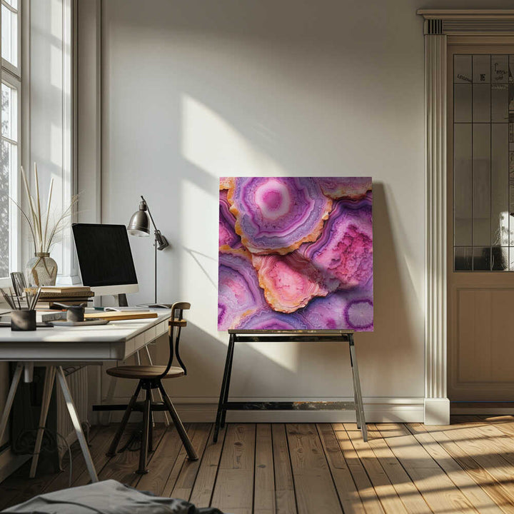 Pink Purple Agate - Square Stretched Canvas, Poster or Fine Art Print - I Heart Wall Art - Poster Print, Canvas Print or Framed Art Print