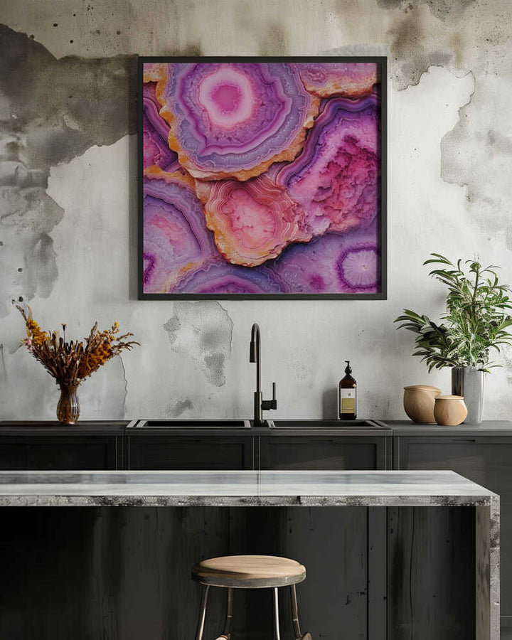 Pink Purple Agate - Square Stretched Canvas, Poster or Fine Art Print - I Heart Wall Art - Poster Print, Canvas Print or Framed Art Print