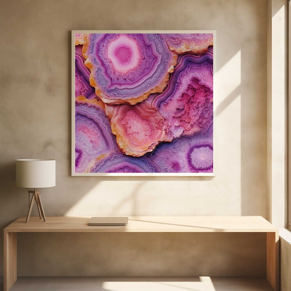 Pink Purple Agate - Square Stretched Canvas, Poster or Fine Art Print - I Heart Wall Art - Poster Print, Canvas Print or Framed Art Print